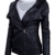 HRYfashion Damen stylische Lederjacke Hoodie mit Reissverschluss HRYPJW01-BLACK-US M -