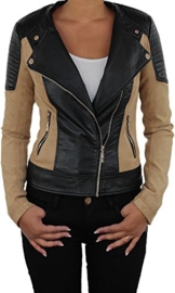 Jacke Lederjacke Kunstlederjacke Kunstwildleder Damenjacke Jacket Bikerjacke P2 XL Camel -