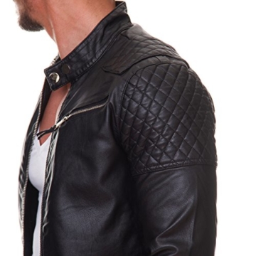 Prestige Homme Herren Jacke Kunst Leder Biker Gesteppt MR08, Größe:M -