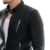 Prestige Homme Herren Kunst Lederjacke Biker Style Zipper Gesteppt PR19, Größe:M;Farbe:Schwarz -