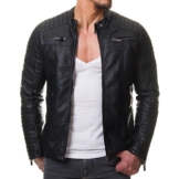 RedBridge Herren Jacke Kunst Leder Biker Geteppt M6013, Größe:M;Farbe:Schwarz -
