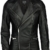 TRISENS DAMEN LEDERJACKE BIKER KURZ MOTORRAD JACKE KUNST PU LEDER SCHWARZ SILBER, Farbe:Schwarz;Größe:M - 