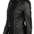 TRISENS DAMEN LEDERJACKE BIKER KURZ MOTORRAD JACKE KUNST PU LEDER SCHWARZ SILBER, Farbe:Schwarz;Größe:M - 