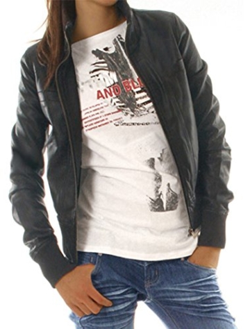 Bestyledberlin Damen Kunst - Lederjacken, Biker Jacke Damen, Blouson ja55 36/S Schwarz - 
