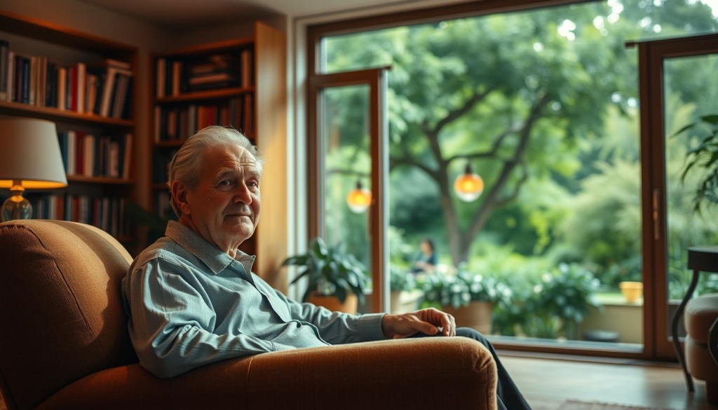 A serene and tranquil scene depicting Horst Hrubesch's current state of health and well-being. In the foreground, Hrubesch is seen sitting comfortably in a plush armchair, his expression one of calm contentment. Warm, diffused lighting bathes the room, creating a sense of cozy intimacy. The middle ground features a bookshelf filled with volumes, subtly hinting at Hrubesch's intellectual pursuits and lifelong learning. In the background, a large window overlooks a lush, verdant garden, symbolizing the harmony and vitality that surround him. The overall atmosphere conveys a feeling of balance, inner peace, and a life well-lived. A serene and tranquil scene depicting Horst Hrubesch's current state of health and well-being. In the foreground, Hrubesch is seen sitting comfortably in a plush armchair, his expression one of calm contentment. Warm, diffused lighting bathes the room, creating a sense of cozy intimacy. The middle ground features a bookshelf filled with volumes, subtly hinting at Hrubesch's intellectual pursuits and lifelong learning. In the background, a large window overlooks a lush, verdant garden, symbolizing the harmony and vitality that surround him. The overall atmosphere conveys a feeling of balance, inner peace, and a life well-lived.