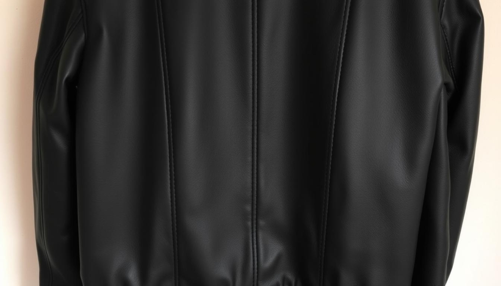 A simple, classic black leather jacket hangs against a neutral background, its smooth, supple texture inviting touch. The jacket's clean lines and minimalist design reflect an effortless, sophisticated style. Soft, diffused lighting casts subtle shadows, highlighting the jacket's tailored silhouette and high-quality craftsmanship. The scene exudes a sense of timeless elegance, perfectly capturing the essence of a versatile, everyday staple that can elevate any ensemble. A simple, classic black leather jacket hangs against a neutral background, its smooth, supple texture inviting touch. The jacket's clean lines and minimalist design reflect an effortless, sophisticated style. Soft, diffused lighting casts subtle shadows, highlighting the jacket's tailored silhouette and high-quality craftsmanship. The scene exudes a sense of timeless elegance, perfectly capturing the essence of a versatile, everyday staple that can elevate any ensemble.