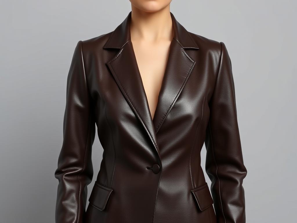 Eleganter Lederblazer für Damen in Business-Optik Eleganter Lederblazer für Damen in Business-Optik