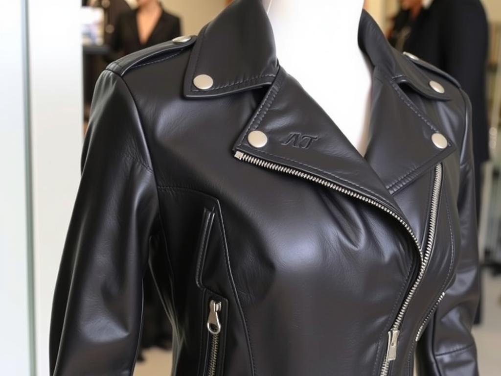Klassische Lederjacke Damen im Biker-Stil mit asymmetrischem Reißverschluss Klassische Lederjacke Damen im Biker-Stil mit asymmetrischem Reißverschluss