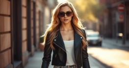 Model-Off-Duty-Looks mit Lederjacke