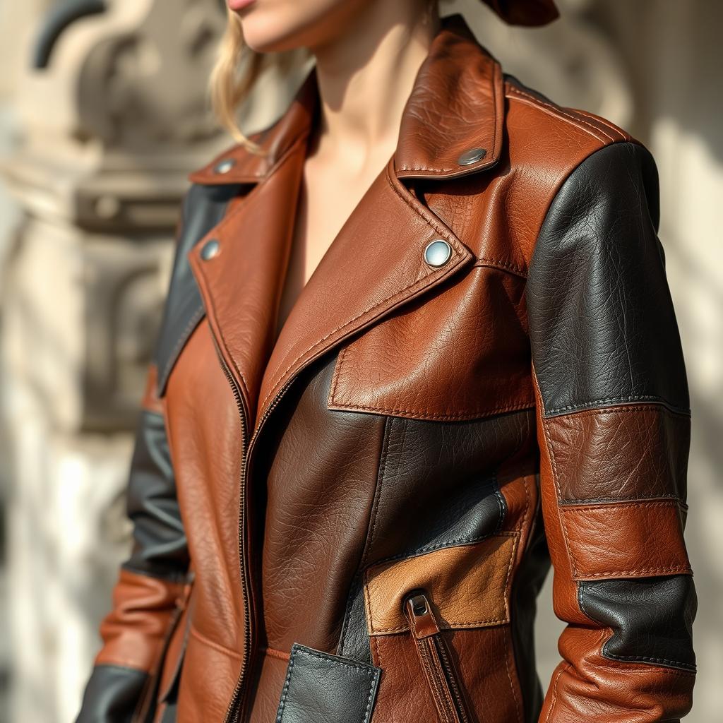 Upcycled Lederjacke Damen aus wiederverwertetem Leder Upcycled Lederjacke Damen aus wiederverwertetem Leder