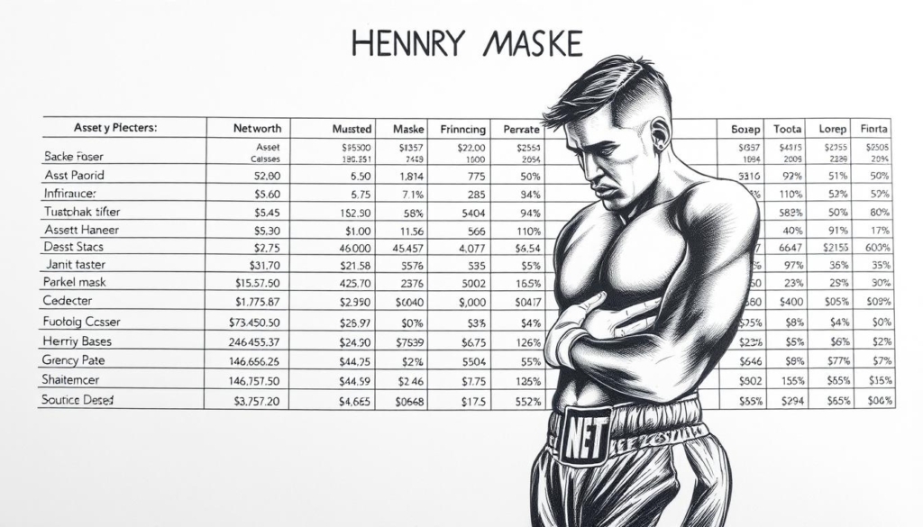 A detailed financial statement depicting the net worth of renowned German boxer Henry Maske. The composition features a central focus on a well-organized spreadsheet displaying Maske's diverse asset classes and income sources. Rendered in a sleek monochrome palette with selective pops of color to highlight key figures, the image conveys a sense of sophistication and financial acumen. The lighting is clean and directional, creating depth and volume within the minimalist design. The overall tone is one of precision and professionalism, befitting the subject matter of Maske's personal wealth and success. A detailed financial statement depicting the net worth of renowned German boxer Henry Maske. The composition features a central focus on a well-organized spreadsheet displaying Maske's diverse asset classes and income sources. Rendered in a sleek monochrome palette with selective pops of color to highlight key figures, the image conveys a sense of sophistication and financial acumen. The lighting is clean and directional, creating depth and volume within the minimalist design. The overall tone is one of precision and professionalism, befitting the subject matter of Maske's personal wealth and success.