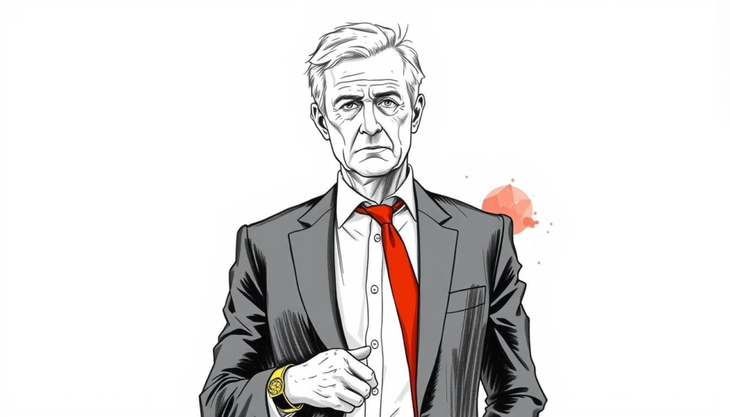 A middle-aged man in a black-and-white sketch-like style, dressed in a crisp white button-down shirt and a sleek black suit, stands confidently in the foreground. His expression is pensive, yet determined, as he gazes directly at the viewer. Subtle splashes of color, such as a vibrant red tie or a golden wristwatch, add visual interest and highlight the subject's financial success. The background is minimalist, with muted tones and geometric patterns that evoke a sense of professionalism and sophistication. The overall mood is one of financial revelation and the unveiling of personal wealth. A middle-aged man in a black-and-white sketch-like style, dressed in a crisp white button-down shirt and a sleek black suit, stands confidently in the foreground. His expression is pensive, yet determined, as he gazes directly at the viewer. Subtle splashes of color, such as a vibrant red tie or a golden wristwatch, add visual interest and highlight the subject's financial success. The background is minimalist, with muted tones and geometric patterns that evoke a sense of professionalism and sophistication. The overall mood is one of financial revelation and the unveiling of personal wealth.