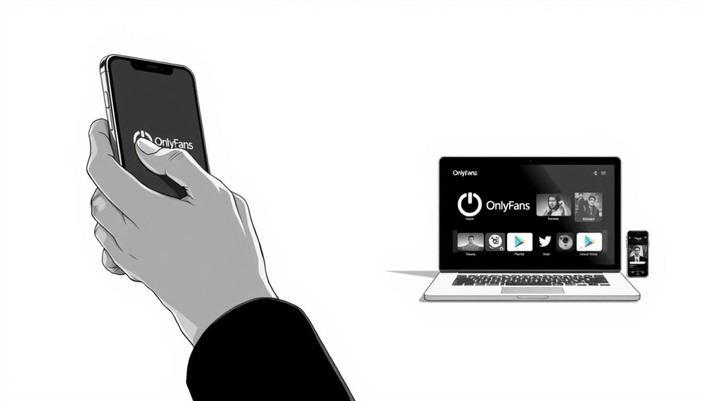 A modern, minimalist illustration showcasing the OnlyFans subscription and access process. A clean, stark black and white composition with subtle pops of color highlighting key elements. In the foreground, an elegant hand grasping a smartphone, finger poised to tap the OnlyFans app. The middle ground features a stylized OnlyFans logo, rendered in muted tones. In the background, a simple grid of various digital devices representing the accessible platforms. Crisp, high-contrast lighting casts dramatic shadows, evoking a sense of professionalism and sophistication. The overall mood is one of streamlined efficiency and discreet, high-end appeal. A modern, minimalist illustration showcasing the OnlyFans subscription and access process. A clean, stark black and white composition with subtle pops of color highlighting key elements. In the foreground, an elegant hand grasping a smartphone, finger poised to tap the OnlyFans app. The middle ground features a stylized OnlyFans logo, rendered in muted tones. In the background, a simple grid of various digital devices representing the accessible platforms. Crisp, high-contrast lighting casts dramatic shadows, evoking a sense of professionalism and sophistication. The overall mood is one of streamlined efficiency and discreet, high-end appeal.