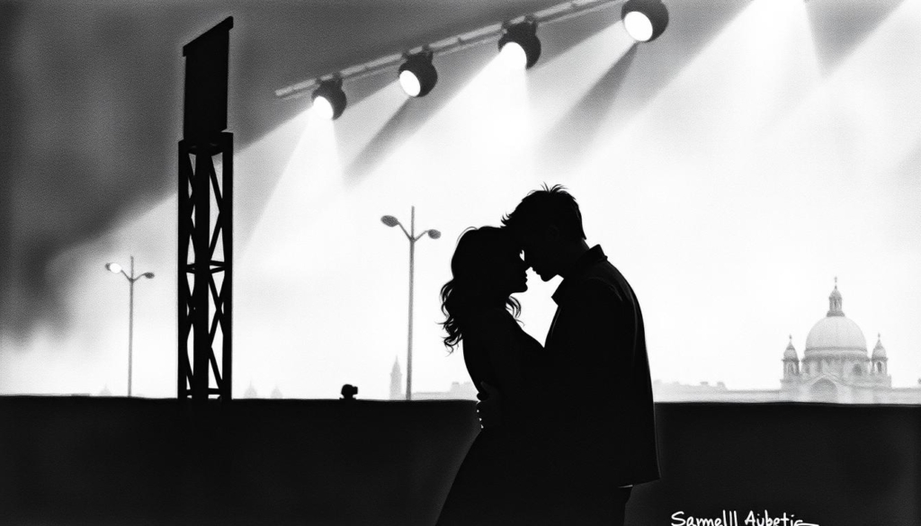 A moody, high-contrast black-and-white scene with subtle pops of color. In the foreground, two figures stand close together, their silhouettes defined by sharp lines and dramatic shadows. The central pair, Charlotte De Witte and Enrico Sangiuliano, exude a palpable synergy, their collaboration evident in the tension and energy between them. The background is a hazy, indistinct cityscape, hinting at the broader context of their musical partnership. Specks of color, like neon signs or spotlights, punctuate the monochrome palette, adding depth and atmosphere. The overall tone is one of artistic intensity, suggesting the power and impact of this creative duo. A moody, high-contrast black-and-white scene with subtle pops of color. In the foreground, two figures stand close together, their silhouettes defined by sharp lines and dramatic shadows. The central pair, Charlotte De Witte and Enrico Sangiuliano, exude a palpable synergy, their collaboration evident in the tension and energy between them. The background is a hazy, indistinct cityscape, hinting at the broader context of their musical partnership. Specks of color, like neon signs or spotlights, punctuate the monochrome palette, adding depth and atmosphere. The overall tone is one of artistic intensity, suggesting the power and impact of this creative duo.