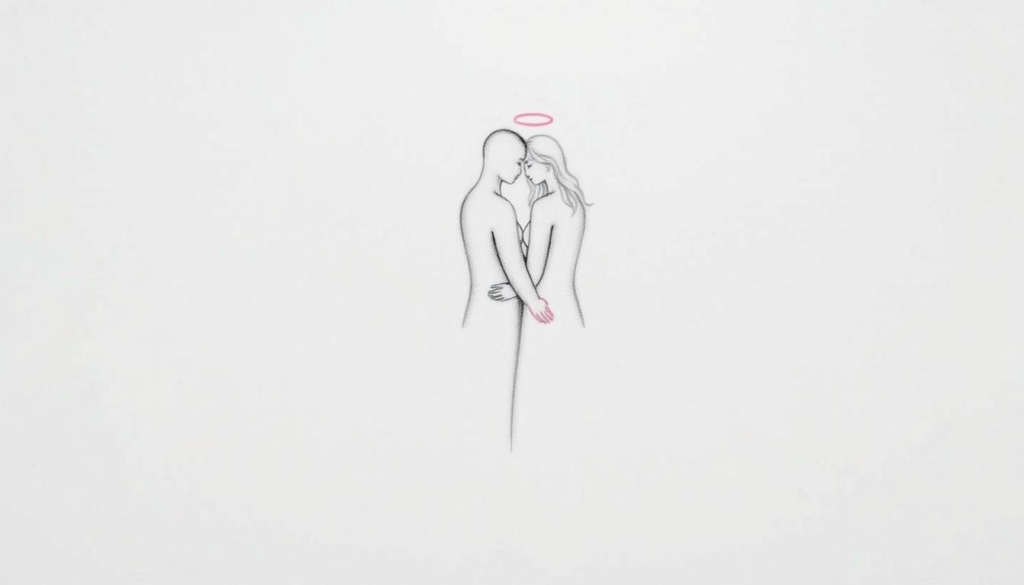 A serene, minimalist illustration depicting the symbolic significance of the "0000" angel number in the realms of love and relationships. A gentle, pencil-sketched composition featuring a pair of intertwined, ethereal figures in the foreground, their forms rendered in delicate, monochromatic shades. Subtle pops of color - perhaps a soft, pink hue - accentuate the intertwined hands, symbolizing the deep, spiritual connection. The background fades into a hazy, dreamlike atmosphere, allowing the central focus to be the two figures and their profound, loving bond. Masterfully capturing the essence of the "0000" meaning in matters of the heart, this image conveys a sense of harmony, divine guidance, and the power of unwavering love.