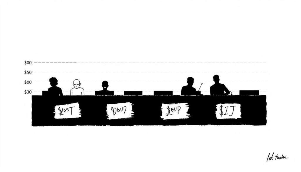 A sleek, minimalist comparison chart displaying the net worth of renowned DJs, presented in a striking black-and-white palette with selective color accents. The layout is clean and sophisticated, with crisp lines and subtle shadows to create depth. The DJs are represented by stylized icons or silhouettes, emphasizing the focus on their financial status rather than personal details. The background features a muted, textured gradient, adding visual interest without distracting from the central data visualization. The overall tone is both informative and visually compelling, inviting the viewer to explore the relative wealth of these top-tier music professionals. A sleek, minimalist comparison chart displaying the net worth of renowned DJs, presented in a striking black-and-white palette with selective color accents. The layout is clean and sophisticated, with crisp lines and subtle shadows to create depth. The DJs are represented by stylized icons or silhouettes, emphasizing the focus on their financial status rather than personal details. The background features a muted, textured gradient, adding visual interest without distracting from the central data visualization. The overall tone is both informative and visually compelling, inviting the viewer to explore the relative wealth of these top-tier music professionals.