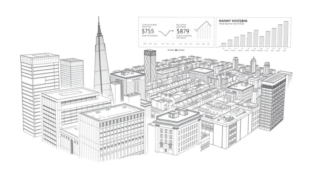 A sophisticated and visually striking image of Manny Khoshbin's diverse real estate portfolio. In the foreground, a detailed architectural rendering showcases his iconic commercial properties, their sleek facades and geometric designs rendered in precise black-and-white linework. The middle ground features an aerial perspective of his sprawling residential developments, their rooftops and landscaping punctuated by selective pops of color. In the background, a data visualization chart illuminates the scale and scope of his business empire, financial metrics and investment strategies presented in a minimalist, infographic style. The overall composition conveys a sense of Khoshbin's expertise, ambition and success as a savvy real estate mogul. A sophisticated and visually striking image of Manny Khoshbin's diverse real estate portfolio. In the foreground, a detailed architectural rendering showcases his iconic commercial properties, their sleek facades and geometric designs rendered in precise black-and-white linework. The middle ground features an aerial perspective of his sprawling residential developments, their rooftops and landscaping punctuated by selective pops of color. In the background, a data visualization chart illuminates the scale and scope of his business empire, financial metrics and investment strategies presented in a minimalist, infographic style. The overall composition conveys a sense of Khoshbin's expertise, ambition and success as a savvy real estate mogul.