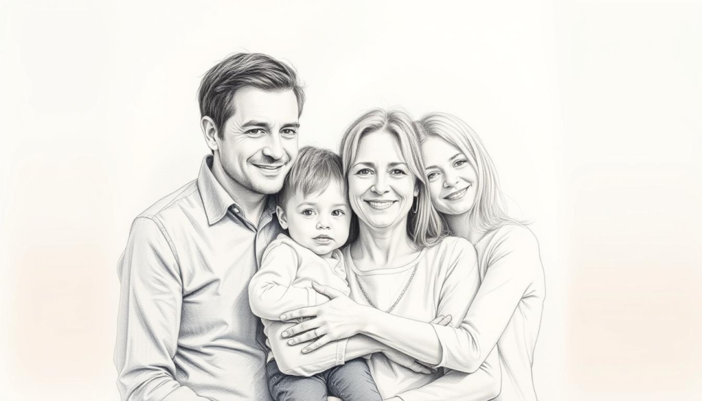 A warm, family portrait capturing the bond between Mirja du Mont, her spouse, and their children. Set against a softly blurred background, the figures are rendered in delicate pencil strokes, with selective pops of color highlighting the intimacy and affection. The posture and expressions convey a sense of togetherness, reflecting the theme of "Privatleben: Familie, Scheidung und freundschaftliche Verbundenheit". Subtle shadows and highlights lend depth and dimensionality, creating a captivating, artistic interpretation of this public figure's personal life. A warm, family portrait capturing the bond between Mirja du Mont, her spouse, and their children. Set against a softly blurred background, the figures are rendered in delicate pencil strokes, with selective pops of color highlighting the intimacy and affection. The posture and expressions convey a sense of togetherness, reflecting the theme of "Privatleben: Familie, Scheidung und freundschaftliche Verbundenheit". Subtle shadows and highlights lend depth and dimensionality, creating a captivating, artistic interpretation of this public figure's personal life.