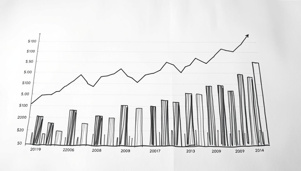 Detailed financial chart depicting the growth of personal wealth over the years. Rendered in a minimalist black and white style with selective pops of color to highlight key data points. Precise line graphs and bar charts arranged in a balanced, visually striking composition. Smooth, photorealistic rendering with a touch of sketch-like texture. Soft, neutral lighting casts subtle shadows, creating depth and dimension. The overall mood is one of analytical clarity and data-driven insight, inviting the viewer to explore the nuances of the financial story unfolding.