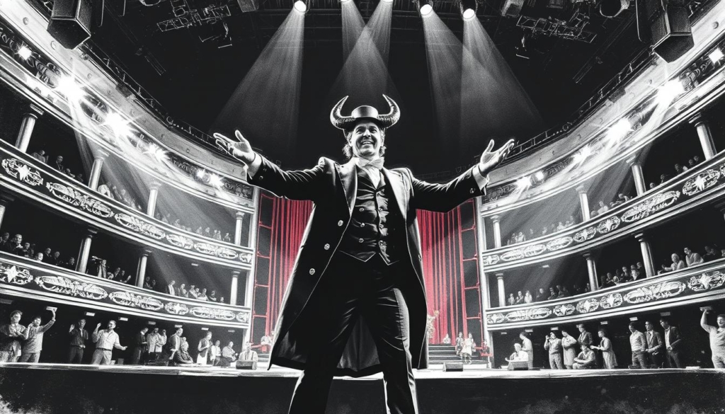 Guildo Horn, the renowned German entertainer, commands the stage with his magnetic presence. A sprawling theater backdrop unfolds, capturing the grandeur of his performance. Dramatic lighting casts dynamic shadows, accentuating his expressive gestures and the intricate details of his costume. The scene is rendered in a striking black and white palette, punctuated by subtle bursts of color that draw the eye to the key elements. The overall atmosphere evokes a sense of captivating theatricality, mirroring Guildo Horn's remarkable ability to captivate audiences through his craft. Guildo Horn, the renowned German entertainer, commands the stage with his magnetic presence. A sprawling theater backdrop unfolds, capturing the grandeur of his performance. Dramatic lighting casts dynamic shadows, accentuating his expressive gestures and the intricate details of his costume. The scene is rendered in a striking black and white palette, punctuated by subtle bursts of color that draw the eye to the key elements. The overall atmosphere evokes a sense of captivating theatricality, mirroring Guildo Horn's remarkable ability to captivate audiences through his craft.