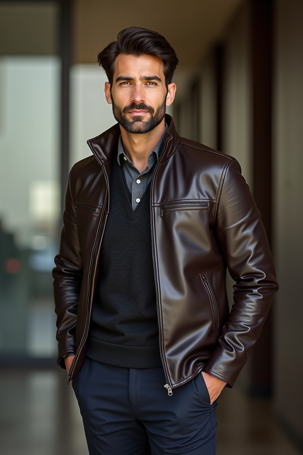 Lederjacke Business Casual – Symbolbild