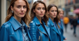 Lederjacke blau Damen Outfit-Titel