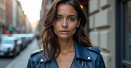 Lederjacke blau kombinieren Damen-Titel