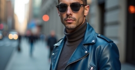 Lederjacke blau kombinieren Herren-Titel