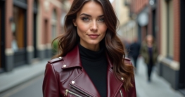 Lederjacke bordeaux kombinieren Damen-Titel