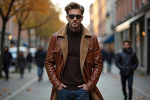 8 Lederjacke braun Herren Outfit Ideen für den Herbst