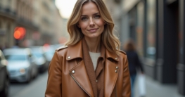 Lederjacke camel kombinieren Damen-Titel