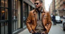 Lederjacke camel kombinieren Herren-Titel